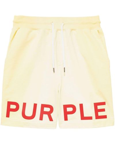 Purple Brand Pantalones cortos de deporte Jumbo con logo estampado - Blanco