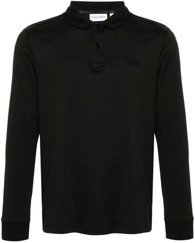 Calvin Klein Katoenen Poloshirt Met Logopatch - Zwart