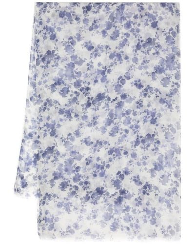Colombo Schal mit Blumen-Print - Blau