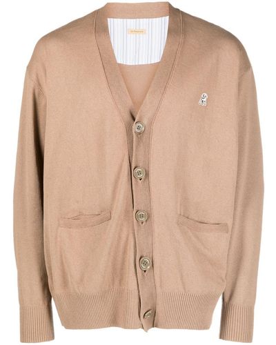 Undercover Logo-patch Cotton Cardigan - Natural