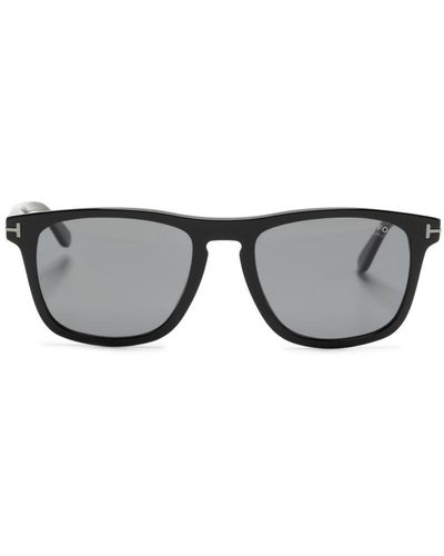 Tom Ford Logo-plaque Square-frame Sunglasses - Grey