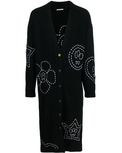 Barrow Contrasting-stitch Knitted Cardi-coat - Black