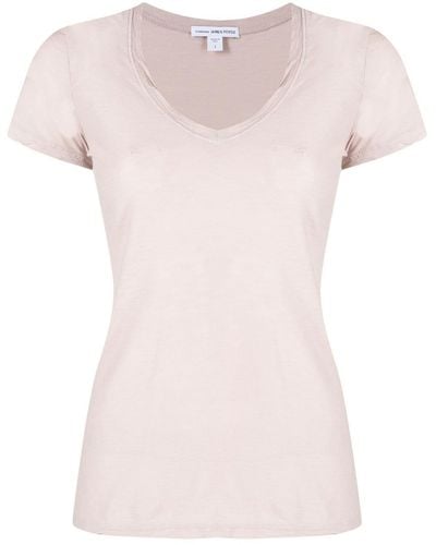 James Perse T-Shirt mit V-Ausschnitt - Pink