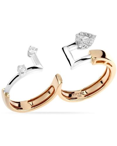 YEPREM 18kt Rose Gold Electrified Diamond Statement Ring - White