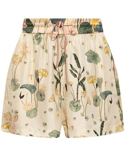 Munthe Uniga Floral-print Shorts - Natural