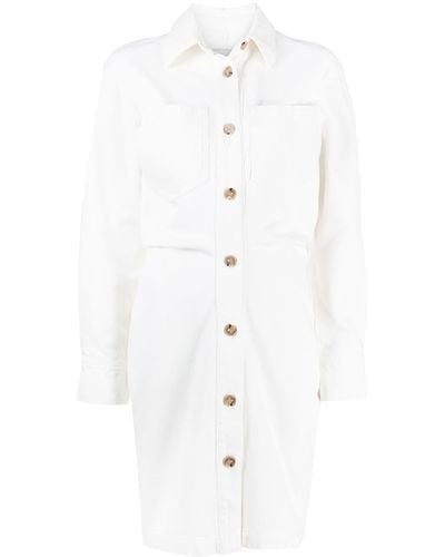 Nanushka Chest-pocket Cotton Shirt Dress - White