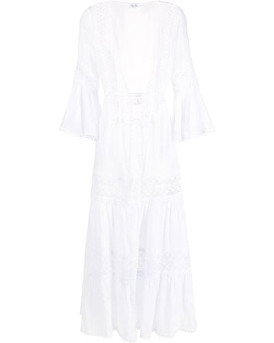 Charo Ruiz Floral-lace Embroidered V-neck Dress - White