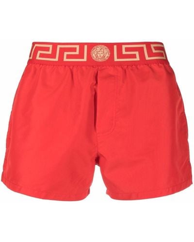 Versace Greca Border Swim Shorts - Red