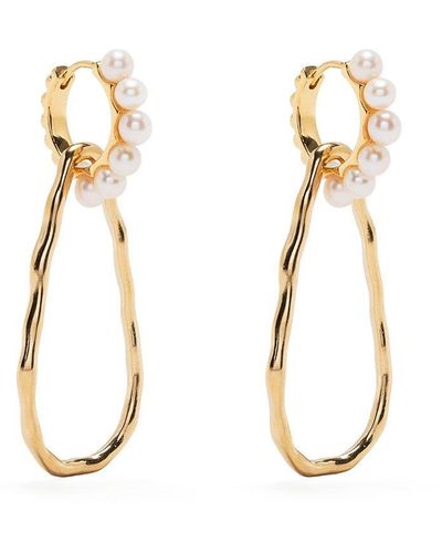 Dower & Hall Waterfall-drop Pearl huggie Earrings - Metallic