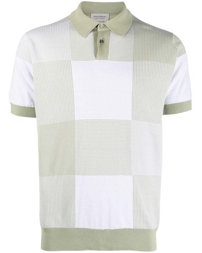 John Smedley Check-pattern Cotton Polo Shirt - White