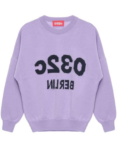 032c Selfie Drop-shoulder Sweater - Purple