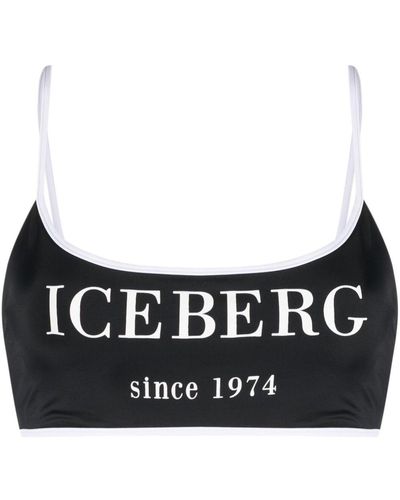 Iceberg Bikinioberteil mit Logo-Print - Schwarz