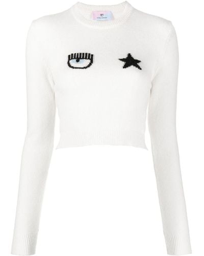 Chiara Ferragni Logo-embroidered Knitted Jumper - White