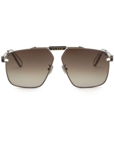 Philipp Plein Seventies Geometric Sunglasses - Brown