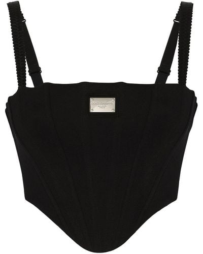 Dolce & Gabbana Jersey Top With Straps And The Dolce&Gabbana Tag - Black