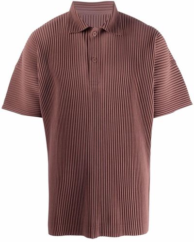 Homme Plissé Issey Miyake Pleated Polo Shirt - Brown
