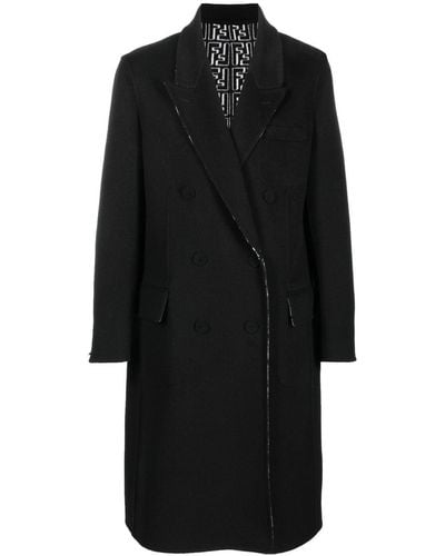 Fendi Ff-print Double-breasted Reversible Coat - Black