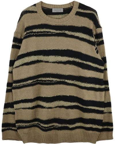 Yohji Yamamoto Striped-jacquard Sweater - Green