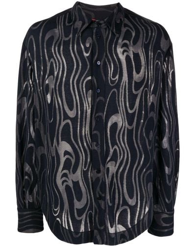 Eckhaus Latta Abstract-pattern Print Shirt - Blue