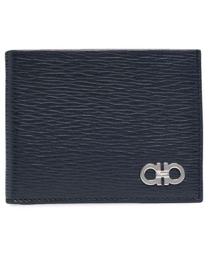 Ferragamo Gancini Bi-fold Leather Wallet - Blue