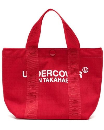 Undercover Logo-print canvas tote bag - Rosso