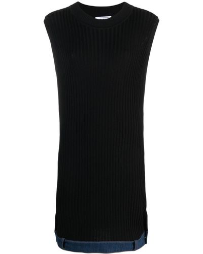 Moschino Jeans Logo-patch Ribbed-knit Dress - Black