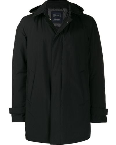 Herno Black Feather Down Detachable Hooded Coat
