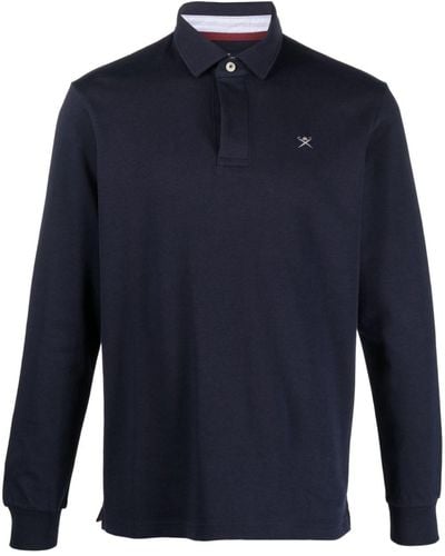 Hackett Logo-embroidered Cotton Polo Shirt - Blue