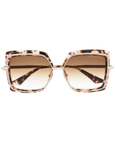 Dita Eyewear Eckige Sonnenbrille in Schildpattoptik - Braun