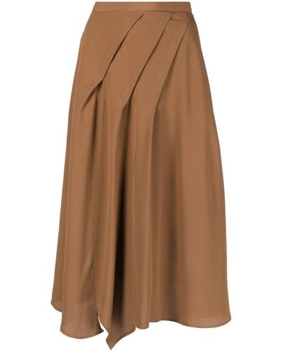 Blanca Vita Draped Midi Skirt - Brown