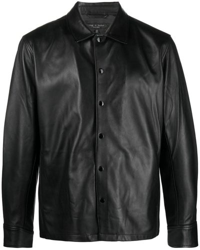 Rag & Bone Stanton Panelled Leather Shirt - Black