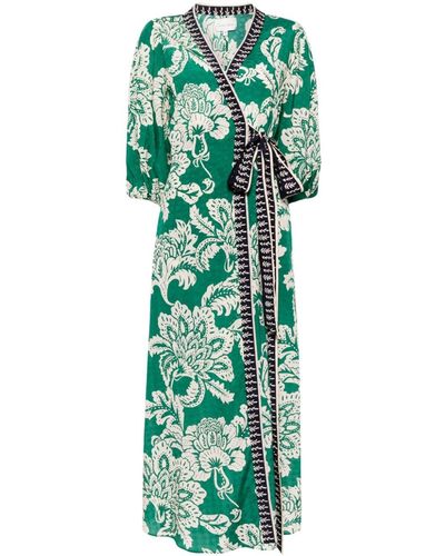 Cara Cara Rosewood Floral-print Wrap Dress - Green