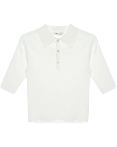 AURALEE Giza Cotton Polo Shirt - White