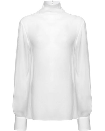 Pinko High-neck Long-sleeve Shirt - White