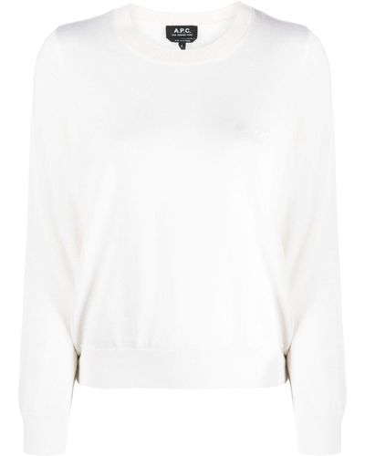 A.P.C. Virginie Logo-embroidered Sweater - White