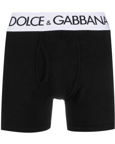 Dolce & Gabbana Logo-waistband Cotton-blend Boxers - Black