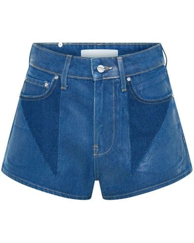 Dion Lee Laminierte Jeans-Shorts mit Abnähern - Blau