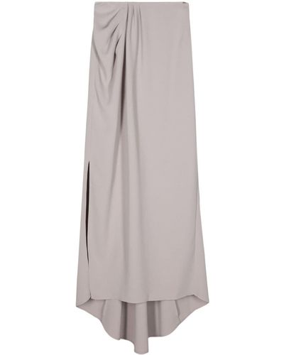 Elisabetta Franchi Draped Crepe Long Skirt - Gray