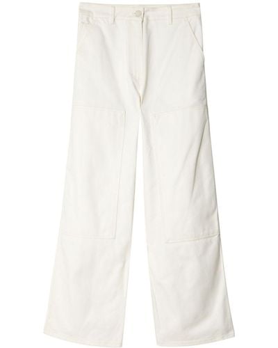 Cecilie Bahnsen Double-knee Straight-leg Cotton Trousers - White
