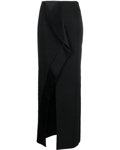 Genny High-waisted Draped-detail Skirt - Black