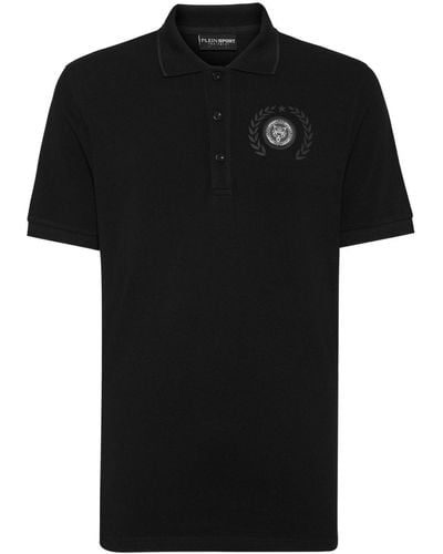 Philipp Plein Carbon Tiger-print Cotton Polo Shirt - Black