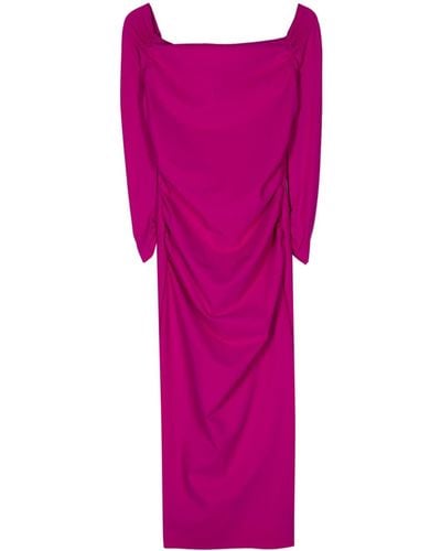 La Petite Robe Di Chiara Boni Off-shoulders Pencil Midi Dress - Purple