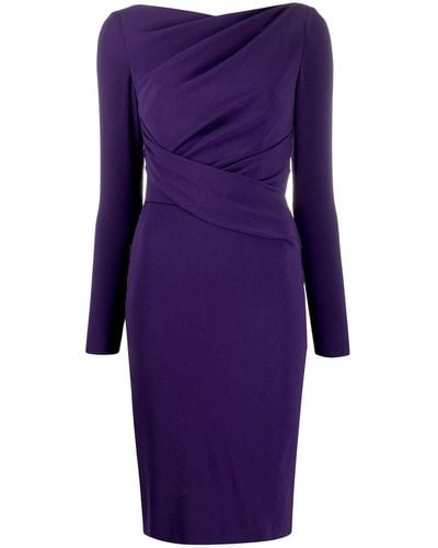 Talbot Runhof Draped Evening Dress - Purple