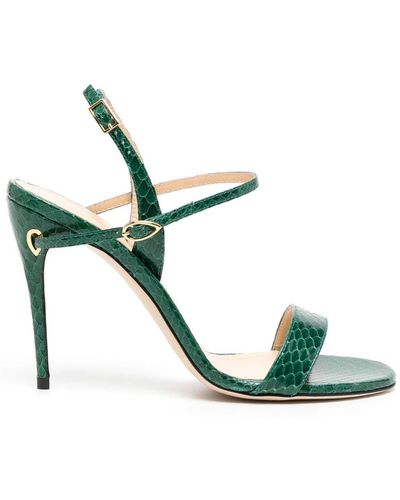 Jennifer Chamandi Sandales Tommaso 105 mm en cuir - Vert