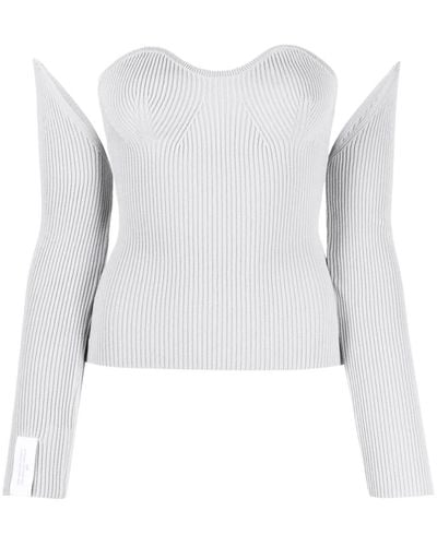ROKH Ribbed-knit Bustier-style Top - White