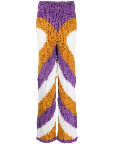 Marco Rambaldi Chunky-knit Patterned Trousers - Purple