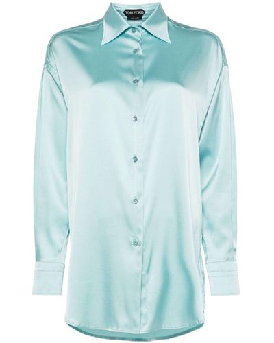 Tom Ford Satin Silk Shirt - Blue
