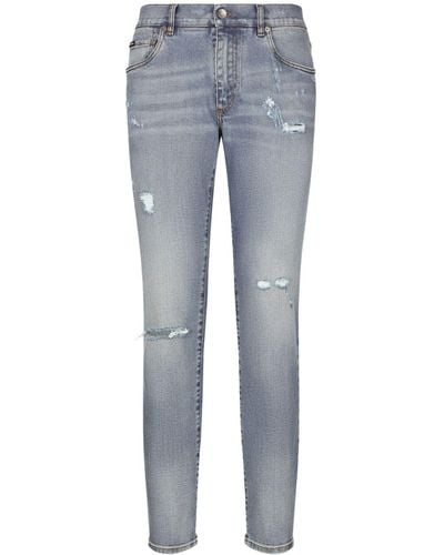 Dolce & Gabbana Slim-Fit-Jeans mit Logo-Patch - Blau