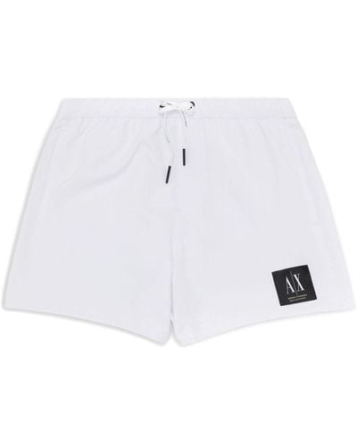 Armani Exchange Logo-patch Swim Shorts - White