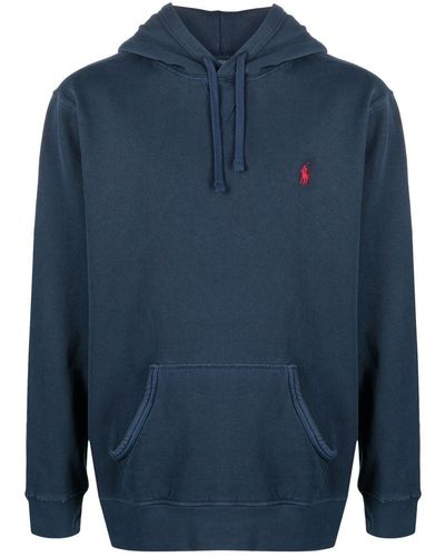 Polo Ralph Lauren Logo-embroidered Hoodie - Blue